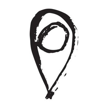 Hand drawn map pin Map marker pointer sign GPS and mapping tools Location pin symbol Pinpoint clipart in doodle style Single element for web, design geolocation vector