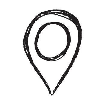 place Hand drawn map pin Map marker pointer sign GPS and mapping tools Location pin symbol Pinpoint clipart in doodle style Single element for web, design vector