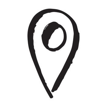 Hand drawn map pin Map marker pointer sign GPS and mapping tools Location pin symbol Pinpoint clipart in doodle style Single element for web, design journey vector