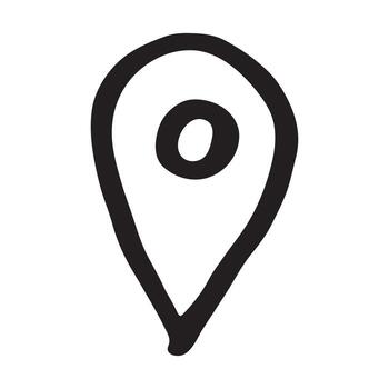 Hand drawn map pin Map marker pointer sign GPS and mapping tools Location pin symbol Pinpoint clipart in doodle style Single element for web, design tool vector