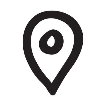 Hand drawn map pin Map marker pointer sign GPS and mapping tools Location pin symbol Pinpoint clipart in doodle style Single element for web, design GPS vector