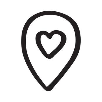 GPS Hand drawn map pin Map marker pointer sign GPS and mapping tools Location pin symbol Pinpoint clipart in doodle style Single element for web, design vector