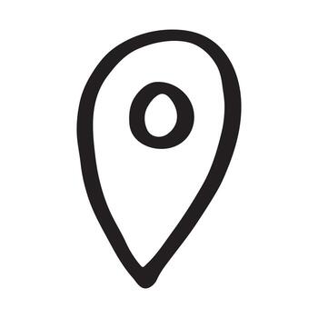 marker Hand drawn map pin Map marker pointer sign GPS and mapping tools Location pin symbol Pinpoint clipart in doodle style Single element for web, design vector