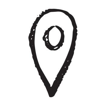 pinpoint Hand drawn map pin Map marker pointer sign GPS and mapping tools Location pin symbol Pinpoint clipart in doodle style Single element for web, design vector