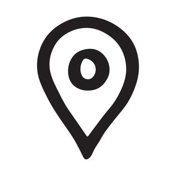 pin Hand drawn map pin Map marker pointer sign GPS and mapping tools Location pin symbol Pinpoint clipart in doodle style Single element for web, design vector