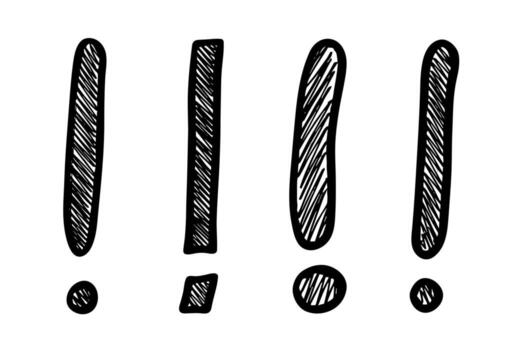 info problem Set of hand drawn exclamation mark clipart Single element for design vector