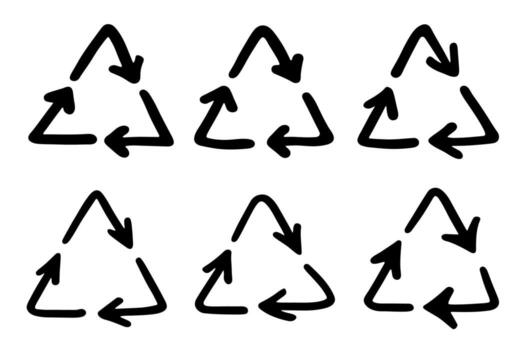 cycle environment Set of hand drawn recycle arrow icon Recycling resources symbol Reuse of materials, zero waste, green environment, saving the planet vector