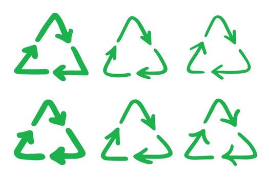 cycle recycling Set of hand drawn recycle arrow icon Recycling resources symbol Reuse of materials, zero waste, green environment, saving the planet vector