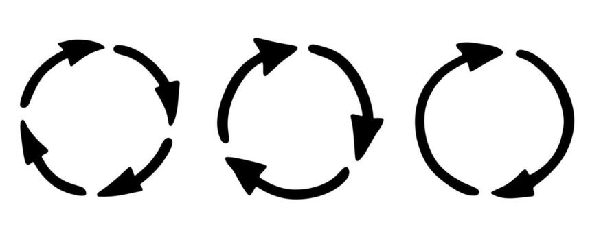 cycle waste Set of hand drawn recycle arrow icon Recycling resources symbol Reuse of materials, zero waste, green environment, saving the planet vector
