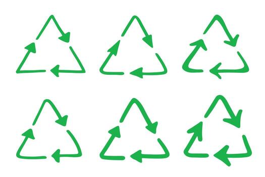 conservation pictogram Set of hand drawn recycle arrow icon Recycling resources symbol Reuse of materials, zero waste, green environment, saving the planet vector
