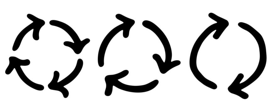 conservation emblem Set of hand drawn recycle arrow icon Recycling resources symbol Reuse of materials, zero waste, green environment, saving the planet vector