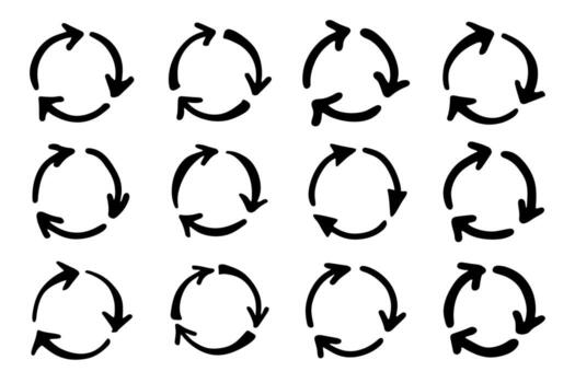 conservation cycle Set of hand drawn recycle arrow icon Recycling resources symbol Reuse of materials, zero waste, green environment, saving the planet vector