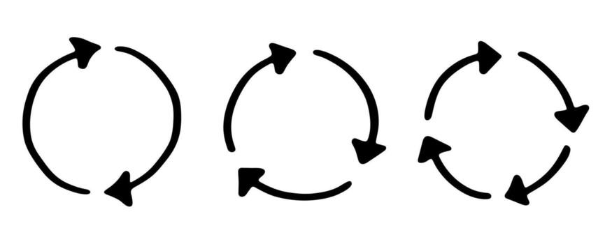 conservation recycling Set of hand drawn recycle arrow icon Recycling resources symbol Reuse of materials, zero waste, green environment, saving the planet vector