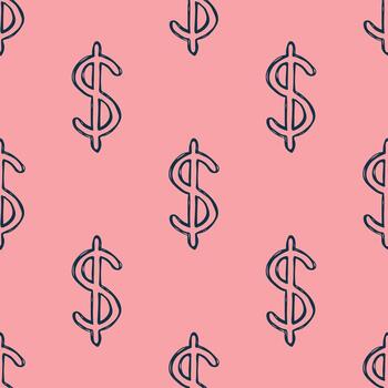 Seamless pattern with dollar currency symbol for decorative print, wrapping paper, greeting cards, wallpaper and fabric template new simple vector