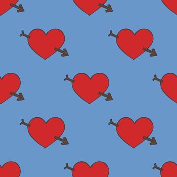 template new funny Seamless pattern with hand drawn heart doodle for decorative print, wrapping paper, greeting cards and fabric vector