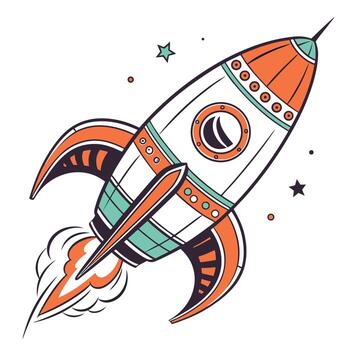 Retro rocket launch, blasting off to new heights, inspiring dreams of space exploration, a nostalgic symbol of adventure and innovation vector