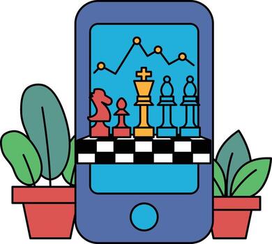 A phone with a chess game on it vector