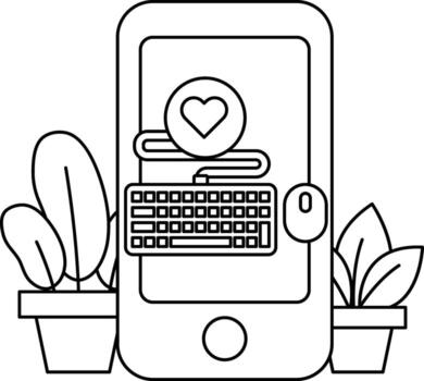 A phone with a keyboard and a heart on it vector
