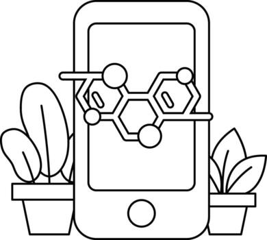 A cell phone with a drawing of a molecule on it vector