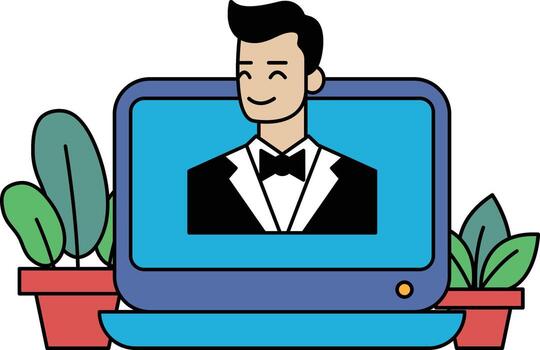 A man in a suit and tie is smiling at the camera vector