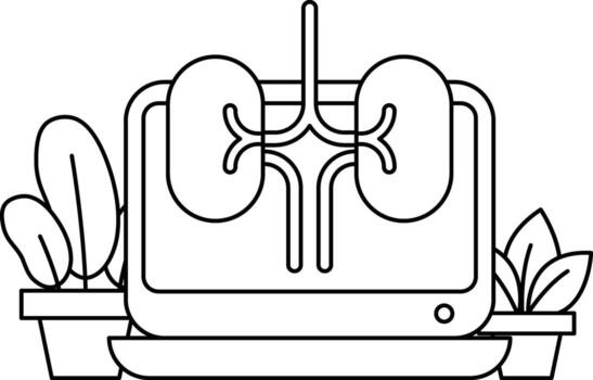 A computer monitor with two kidneys on it vector