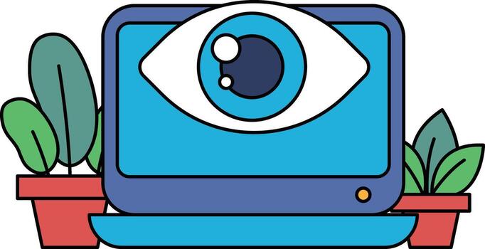 A computer monitor with an eye on it vector