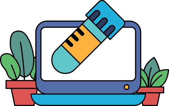 A computer monitor with a tube on it vector