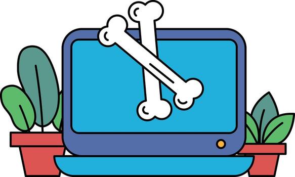 un computadora monitor con dos blanco huesos en eso vector