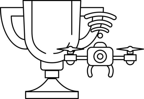 A trophy with a drone and a camera on it vector