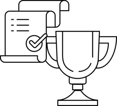 A paper with a check mark on it and a trophy vector
