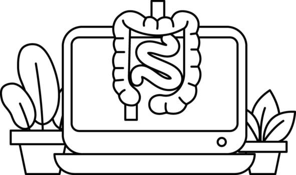 A computer monitor with a picture of a stomach on it vector
