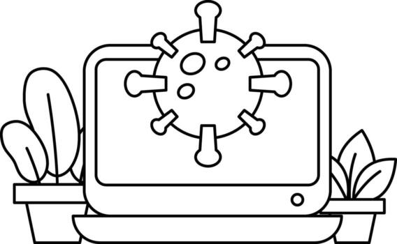 A computer monitor with a virus on it vector
