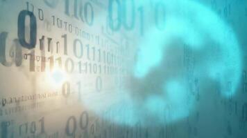 Abstract background featuring binary code numbers in shades of blue and white digital display effect video