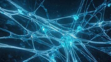 Abstract network of glowing blue lines and crystal shapes against a dark background visual effect video