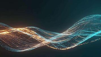 abstrakt strömmande rader av ljus i blå och guld på en mörk bakgrund skapande en Vinka mönster video