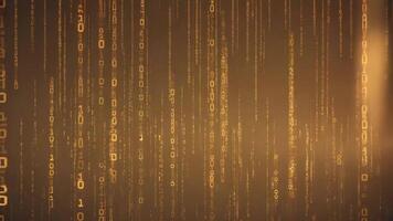 d'oro digitale pioggia con binario codice caduta giù nel un' matrice stile astratto sfondo effetto animazione video