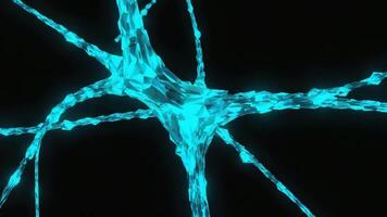 A glowing blue crystalline structure with multiple branches on a black background display art video