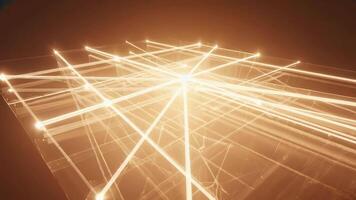 upplyst gyllene rader ansluter lysande poäng på en transparent yta abstrakt design video