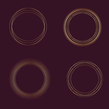 Set of gold frame. Golden thin frame set. Gold geometric borders style. Thin linear radiance rectangular shape collection. geometric vector