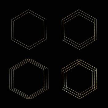 Set of gold frame. Golden thin frame set. Gold geometric borders style. Thin linear radiance rectangular shape collection. geometric, gold illustration vector
