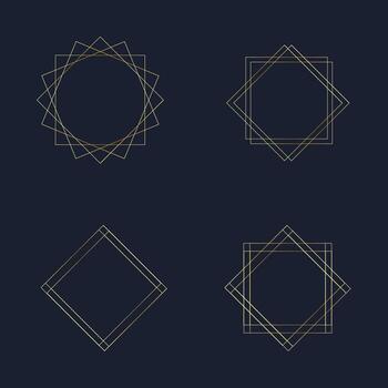 Set of gold frame. Golden thin frame set. Gold geometric borders style. Thin linear radiance rectangular shape collection. geometric, gold background illustration vector