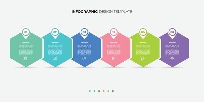 hexágono cronograma creador infografía modelo. 6 6 paso cronograma viaje, calendario plano sencillo infografia diseño modelo ilustración vector