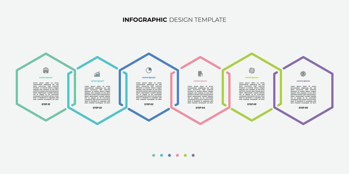 hexágono cronograma creador infografía modelo. 6 6 paso cronograma viaje, calendario plano sencillo infografia diseño modelo negocio presentación ilustración vector