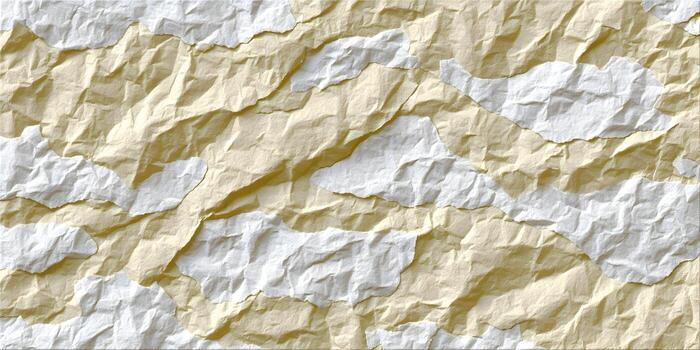 A textured background features crumpled beige and white paper arranged in an abstract pattern photo