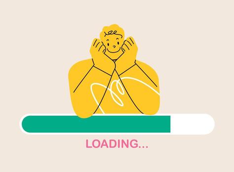 hombre terminado cargando bar Progreso cargando vistoso ilustración vector