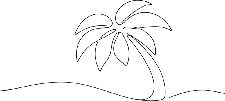 Minimalist single line drawing of a palm tree line art vector