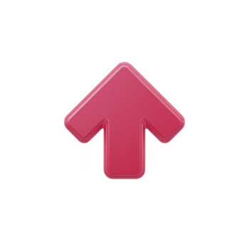 röd pil uppåt riktning glansig stil 3d ikon navigering symbol isolerat på genomskinlighet bakgrund modern design digital grafisk positiv rörelse glad accent png