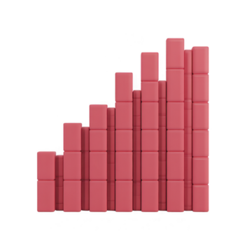 rouge bloquer bar graphique 3d illustration isolé sur transparence Contexte géométrique forme moderne conception Les données visualisation croissance concept minimal style png