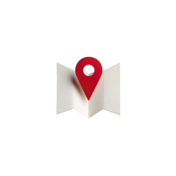 Map location pin navigation travel direction guide paper red symbol create minimalistic and modern concept of navigation and travel with red location pin folded paper map evoking clarity png