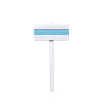 Wooden sign blank blue stripe white isolated vertical simple empty rustic information concept copy space minimal message direction guidance outdoor signage board post clean plain rectangular stick png